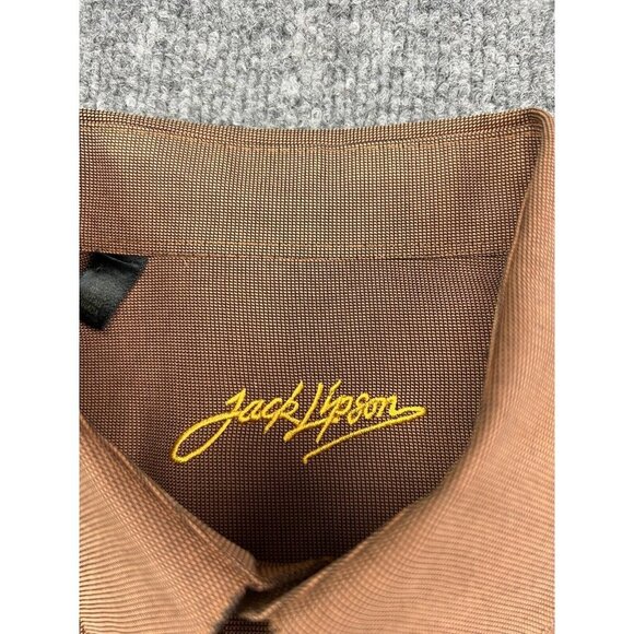 Jack Lipson Dress Shirt Men's Large Brown Long Sleeve Button Up Polyester - Picture 2 of 8